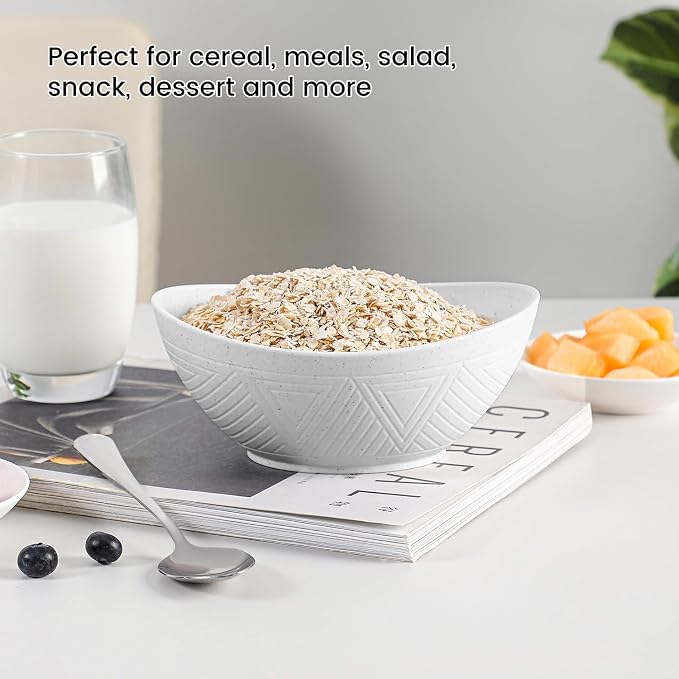 Wheat Straw Bowls Set of 4, Unbreakable Plastic Bowls Reusable, Microwave Safe - Image 6