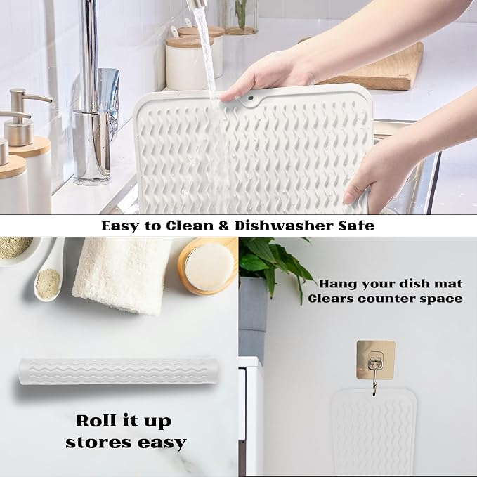 ZLR Silicone Dish Drying Mat 12" x 12" Square - Image 4