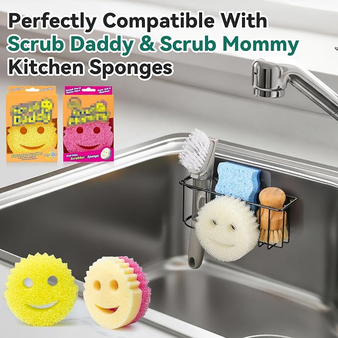 3-IN-1 Multiuse Sponge Holder for Kitchen Sink, Sponge Caddy for Scrub - Image 6