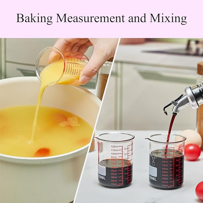 High Borosilicate Glass Measuring Cup-V-Shaped Spout, 120ml Glass Measuring - Image 4
