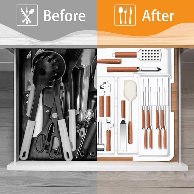 Homecor Kitchen Drawer Organizer Large Expandable Silverware Organizer - Image 7