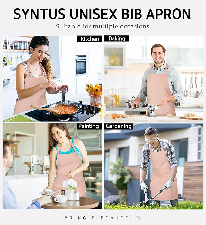 Syntus Apron for Men Women, Adjustable Cooking Kitchen Chef Aprons - Image 7