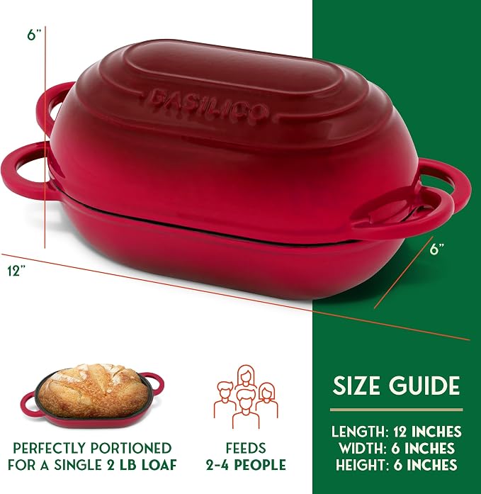 Enameled Cast Iron Bread Oven 2 Qt, Non-Stick Single Loaf Cast Iron Bread Pan - Image 2