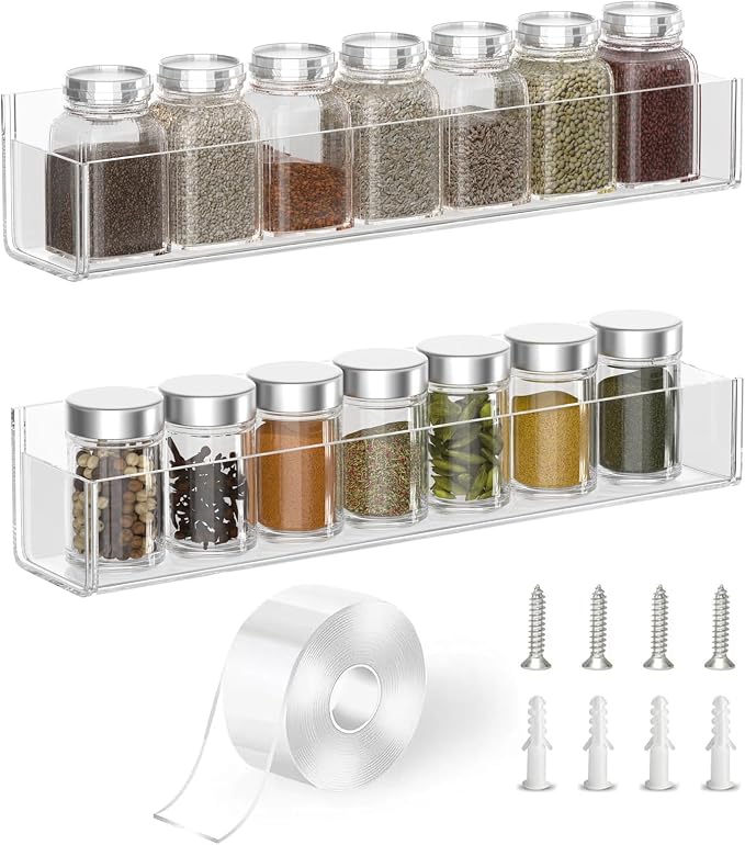 PMMASTO Adhesive Acrylic Spice Rack Organizer - Image 9