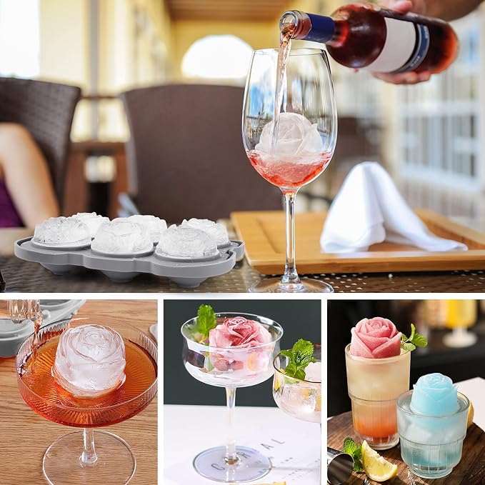 Ice Cube Tray, Mikiwon 2 inch Rose Ice Cube Trays - Image 5