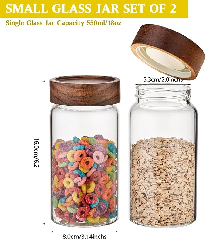 18 OZ Glass Coffee Jars with Top Screw Lid Ground Sugar Spice Herb Container - Image 2