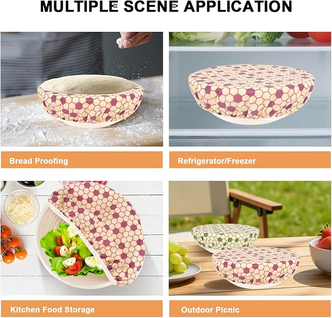 Reusable Bowl Covers for Bread Proofing（2 Large）- Cotton Beeswax Bowl Covers - Image 5