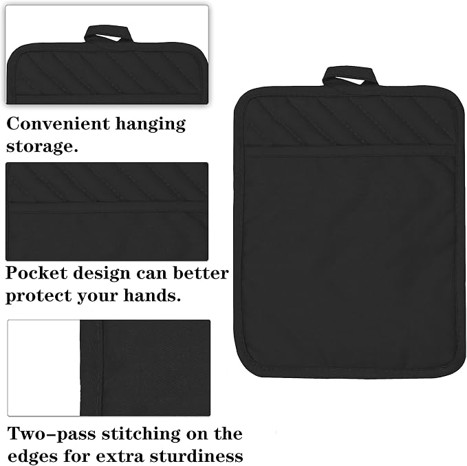 Oven Pot Holder with Pocket Cotton Heat Resistant Coaster Potholder Kitchen Hot - Image 3