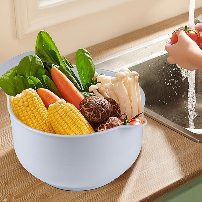 Mixing Bowls - 4 Piece Nesting Plastic Mixing Bowl Set - Non Slip Bottom and - Image 9
