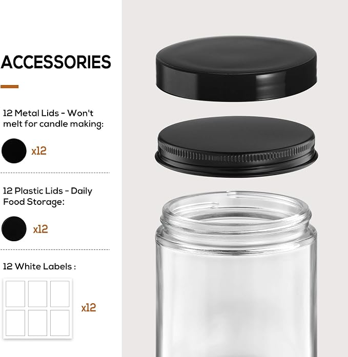 12 Pack, 8 OZ Clear Candle Jars - Image 3