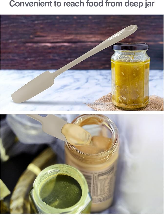 2-Pack Vovoly Silicone Jar Spatulas, Small Seamless Design Rubber Scraper - Image 5
