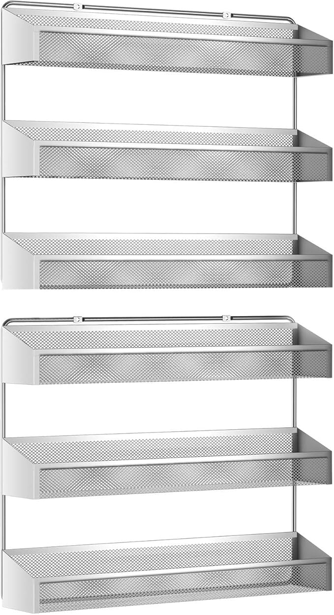 Auledio 2 Pack Spice Rack Organizer, 3 Tier Counter-top Stand or Wall Mounted - Image 2