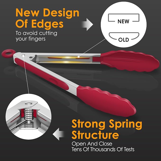 HOTEC Premium Stainless Steel Locking Kitchen Tongs - Image 6