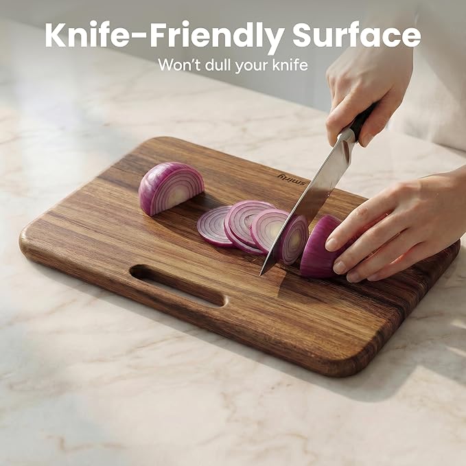 SMIRLY Wooden Cutting Boards for Kitchen, Double-Sided Cutting Board - Image 7