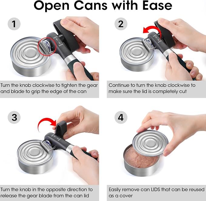 Beneno Can Opener, Manual Side Safe Cut Can Opener Smooth Edge - Image 6