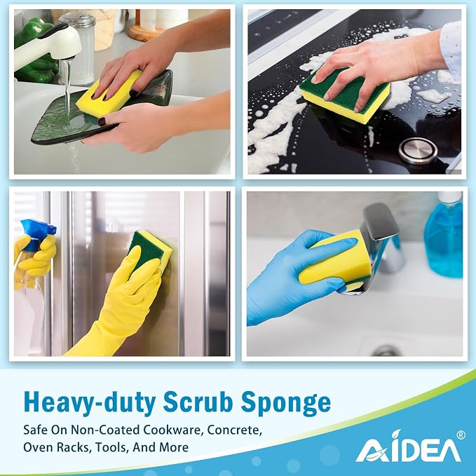 AIDEA Sponges Kitchen, 50 Pack Heavy Duty Dish Sponge, Cleaning Dish Scrubber - Image 4