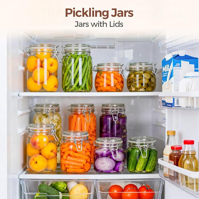 ComSaf 6-Pack 27oz Square Glass Pantry Canisters, Aesthetic Food Storage Jars - Image 6