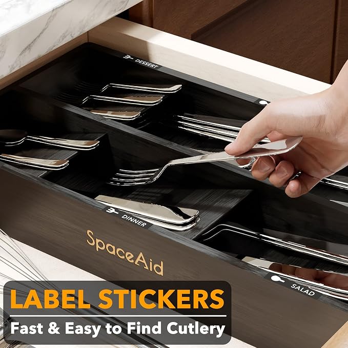 SpaceAid Bamboo Silverware Drawer Organizer - Image 5