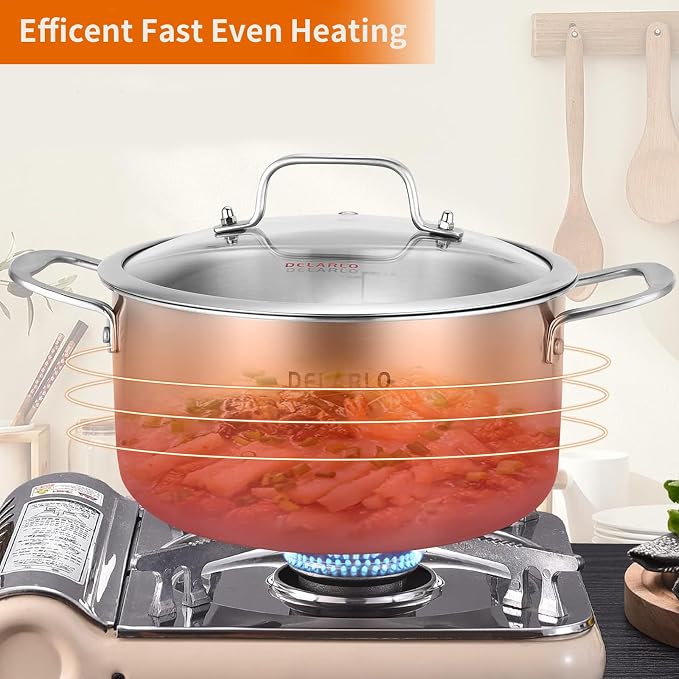DELARLO Tri-Ply Stainless Steel 6QT Pot - Image 4