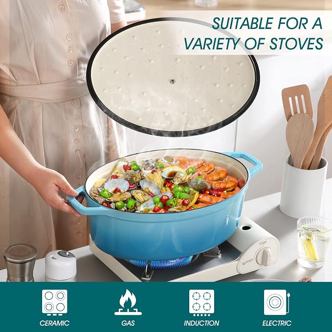 vancasso Enameled Cast Iron Dutch Oven, 9.3 Quart Dutch Oven Pot - Image 3
