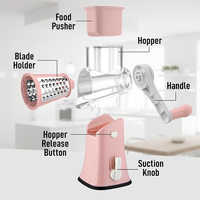 Zulay Kitchen Rotary Cheese Grater 5 Blade Cheese Shredder - Image 8