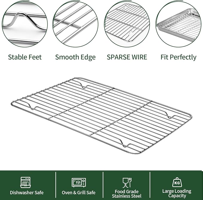 CEKEE Baking Sheet and Cooling Rack Set, Non Toxic & Heavy Duty & Easy Clean - Image 4