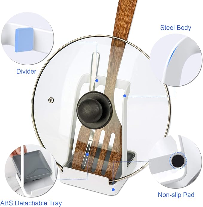 NiHome Versatile Pot Lid Ladle Holder Multipurpose Spatula Pad Book Cutting - Image 3