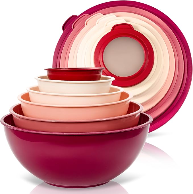 WHYSKO Mixing Bowl Set, 12 Piece Colorful Plastic Mixing Bowls by WHYSKO