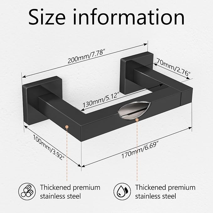 FEILERN Toilet Paper Holder, Wall Mounted Post Pivoting Square Tissue Holders - Image 3