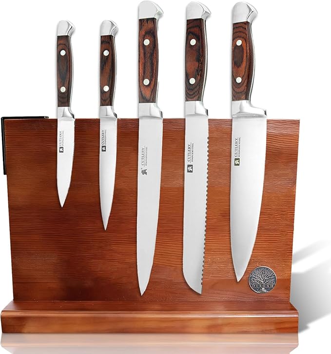 Knife Set with Block, Magnetic Knife Block Set with Knives by Diagsh