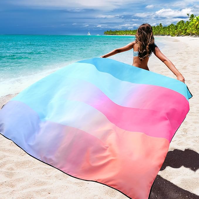 WIWIGO Beach Blanket Waterproof Sandproof Beach Mat 79" X 83"/10'x9'for 2-8 - Image 3