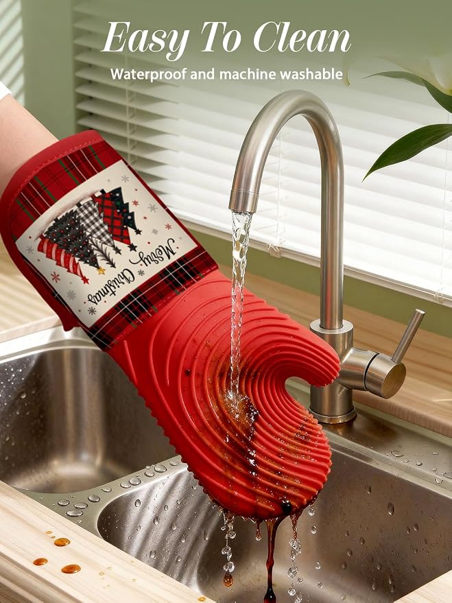 Slohif Long Silicone Oven Mitts Heat Resistant - Image 4