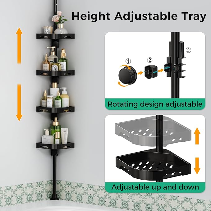 shuang qing 4-Tier Corner Shower Caddy Tension Pole Organizer - Image 4