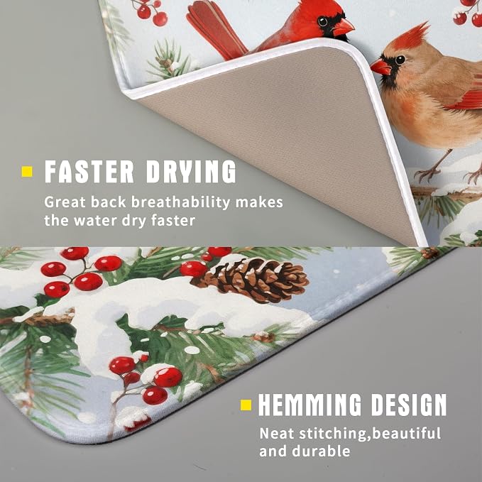 Winter Cardinal Bird Dish Drying Mat - Image 3