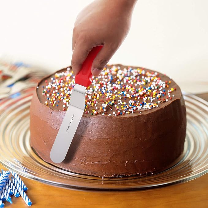 Angled Icing Spatula, Stainless Steel Offset Spatula, Cake Spatula Set of 2 Red - Image 3