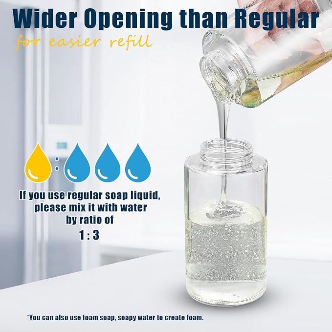 Glass Foaming Hand Soap Dispenser, 10 oz Easy Refill Glass Soap Dispenser - Image 5
