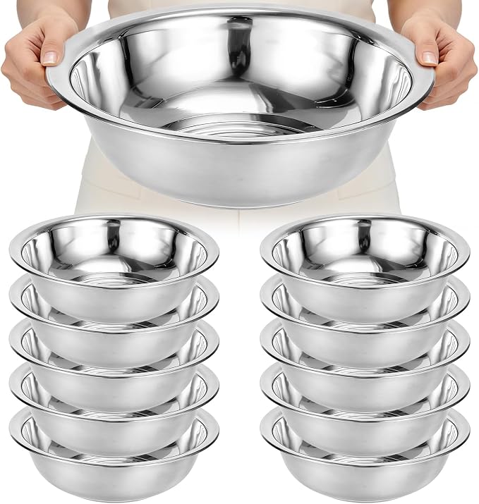 10 PCS Stainless Steel Mixing Bowls 13 Inch 8 Qt Extra Large Metal Basin by Unknown