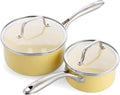 GreenLife Artisan Healthy Ceramic Nonstick, 1QT and 2QT Saucepan Pot Set by GreenLife