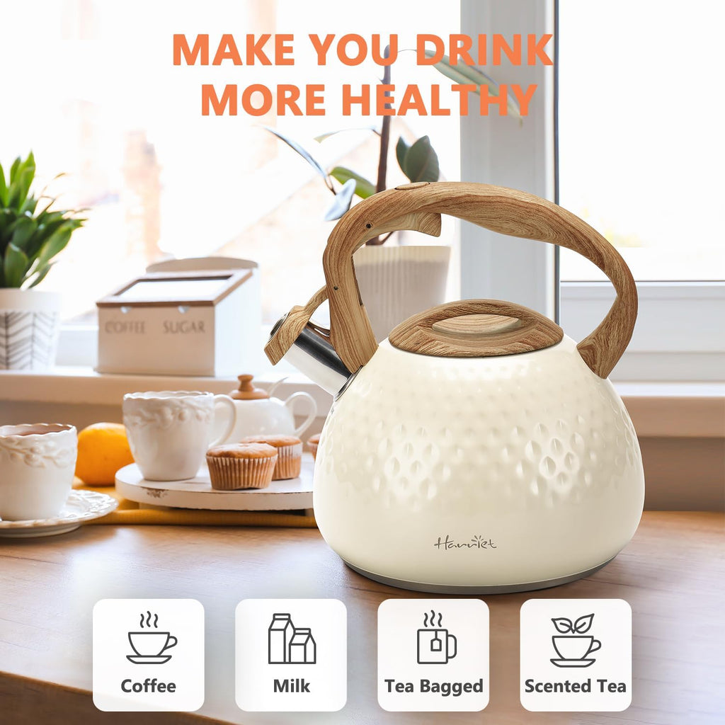 harriet Tea Kettle, Tea Pot for Stovetop, 2.5QT Whistling Kettle with