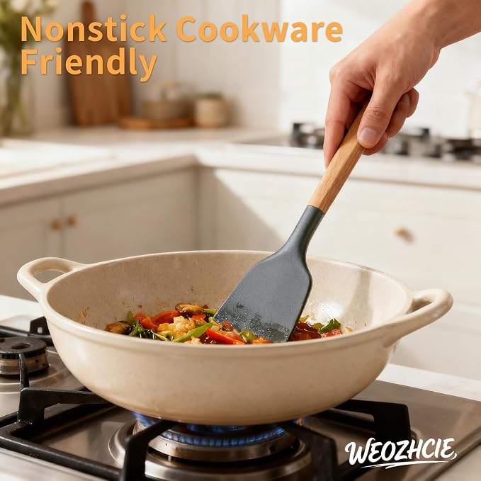 Silicone Cooking Utensil Set, Nonstick Kitchen Utensils 446°F Heat-Resistant - Image 3