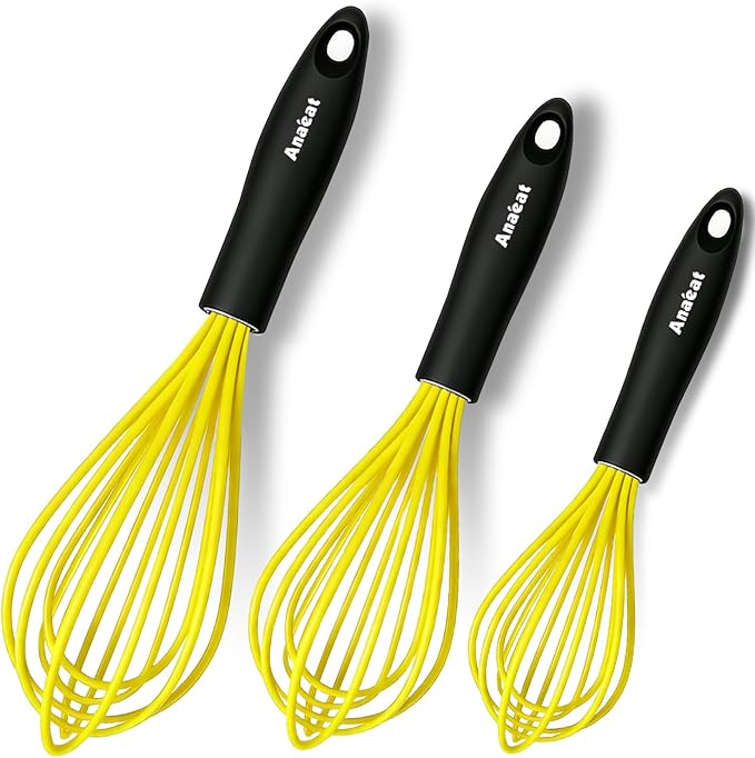 Anaeat Silicone Whisk, Thick Stainless Steel Wire Inner Heat Resistant by Anaeat