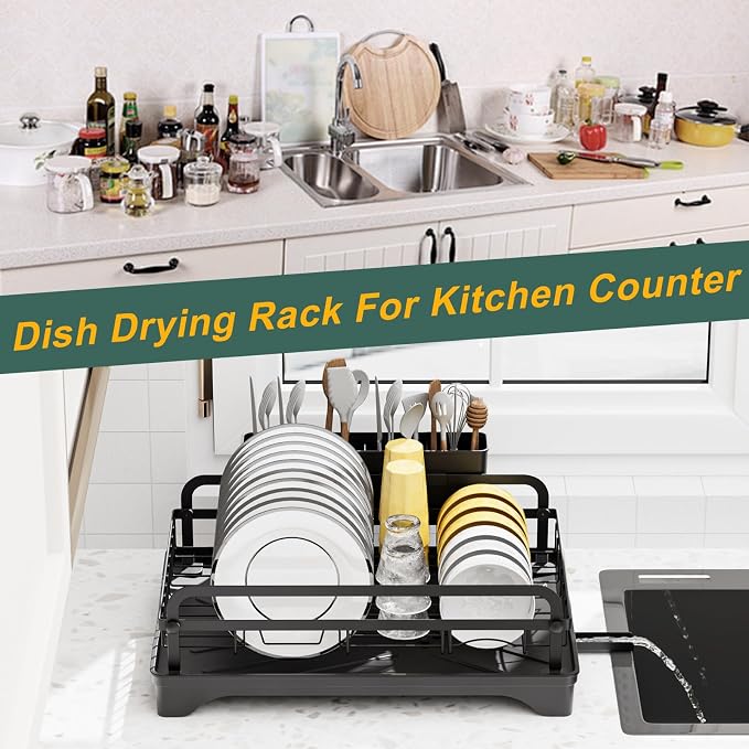 LIYI Dish Drying Rack and Sink Organiser, Removable Drainer Tray, Adjustable - Image 6