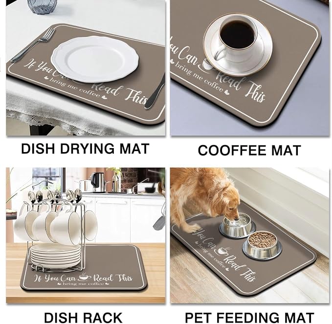 Coffee Bar Mat for Countertops 18inx24in, Absorbent Hide Stain Anti-Slip Cafe - Image 8