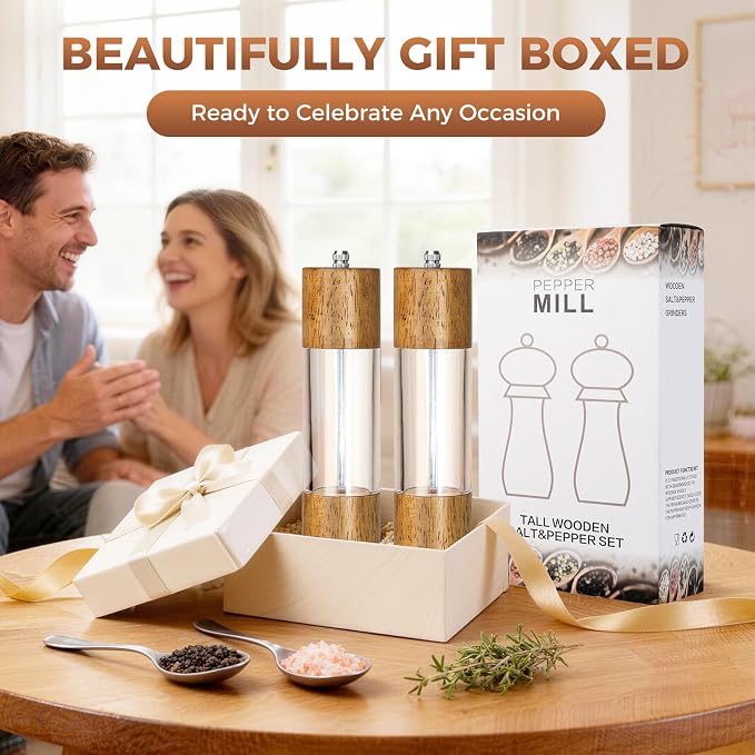 2-Pack Wooden Salt and Pepper Grinder Set - Image 7