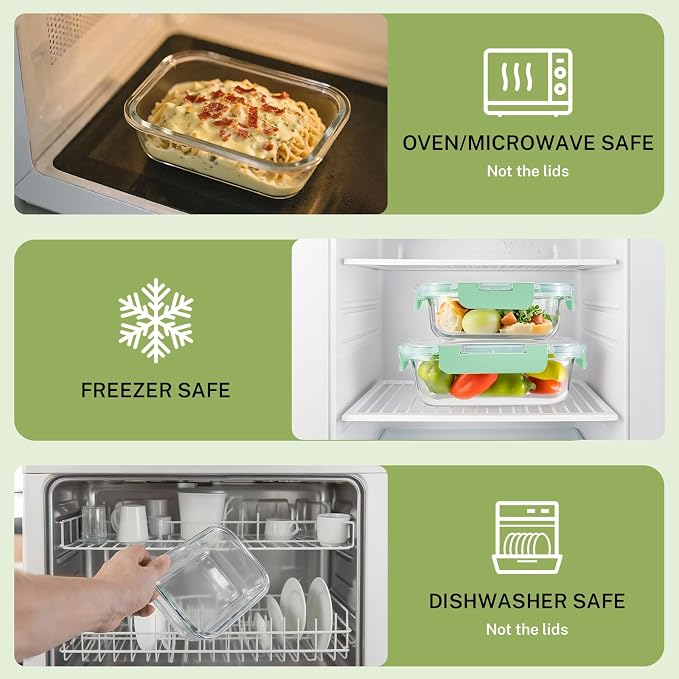 HOMBERKING 8 Pack Glass Food Storage Containers - Image 4