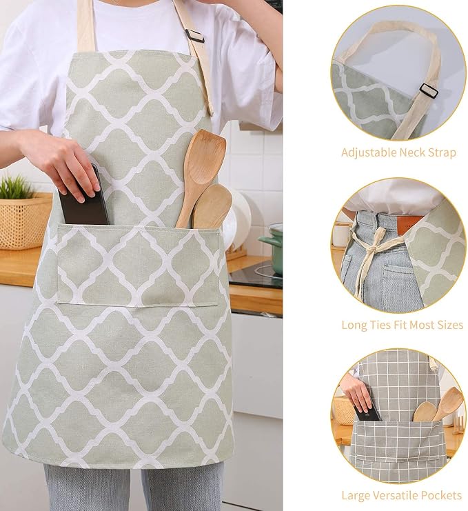 Tosewever 2 Pack Cotton Adjustable Bib Apron - Image 4