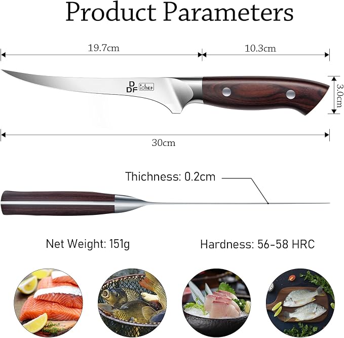 DDF iohEF Fillet Knife 7 Inch Professional Boning Knife High Carbon Japanese - Image 4