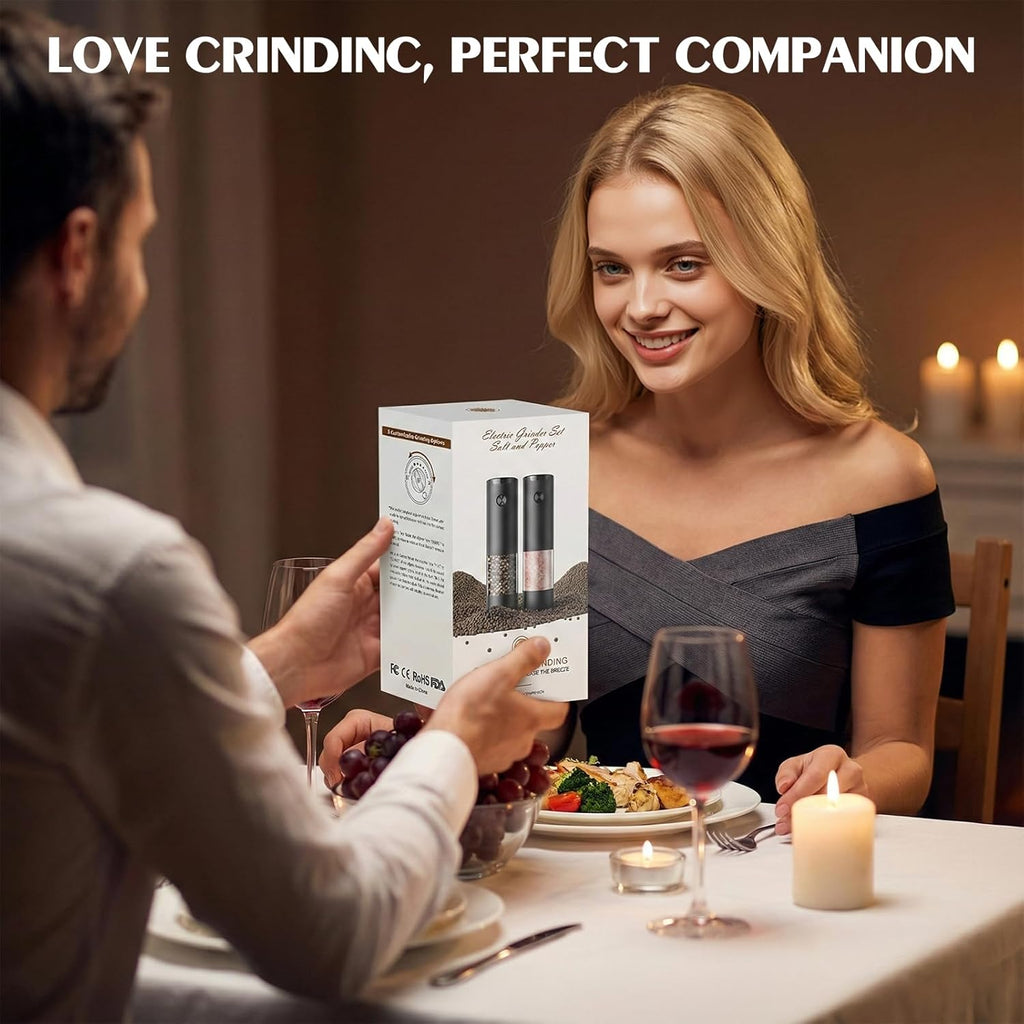 Electric Salt and Pepper Grinder Set Automatic Grinder for Kitchen