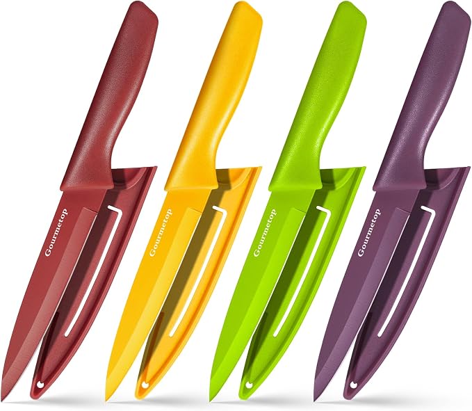 Gourmetop Paring Knife with Cover, Paring Knives Set of 4, 3.8" Paring Knife by Gourmetop