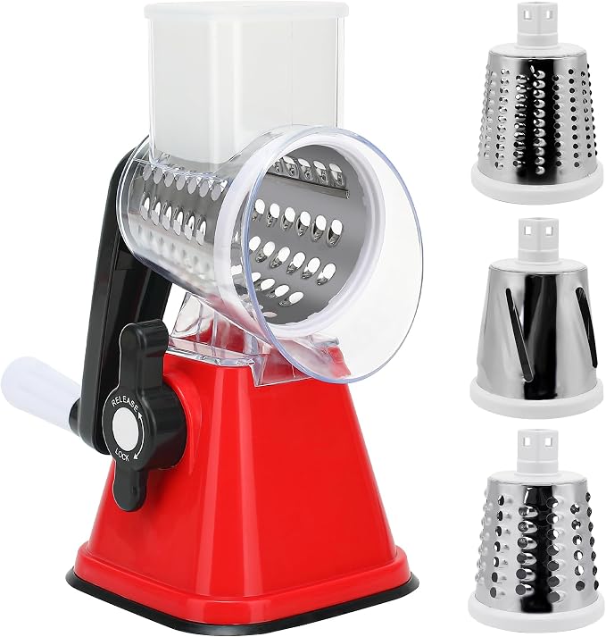Cheese Graters with Handle, Manual Cheese Shredder Rotary Grater with 3 by NaOHshp